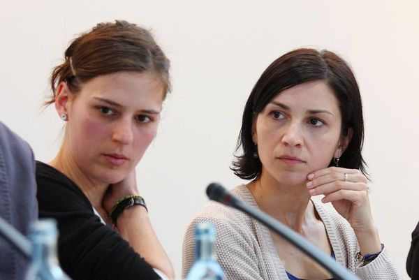 prekladateľka Nadine Lentz a spisovateľka Monika Kompaníková